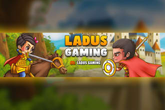 design unique custom drawn gaming cartoon youtube banner