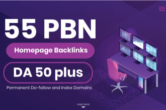 55 homepage backlinks da50 permanent, dofollow, index domain