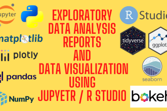 do exploratory data analysis and data visualization using jupyter, r and python