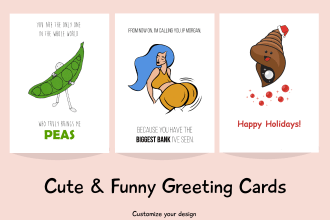 design funny and cute minimal greeting cards