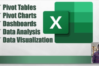design professional dashboards, pivot tables, pivot charts