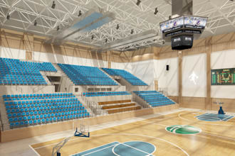 3d rendering sport complex, gym, stadium,academy, pickleball