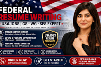 write a professional federal resume for USA jobs gs, ses, wg