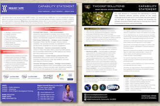 create your business capability statement, ebook, flyer, bifold trifold brochure