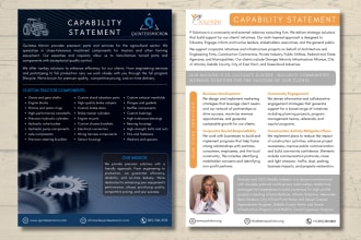 create your business capability statement, flyer, bifold or trifold brochure