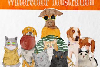 draw a simple watercolor animal portrait