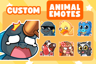 create animal,monster twitch emotes, dicsord and badges
