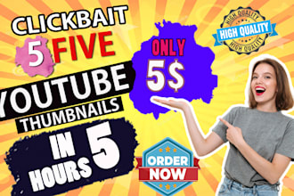 design attractive eye catchy youtube thumbnail in 5 hours