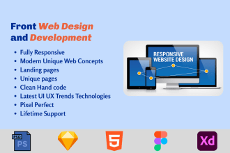 design responsive UI UX landing page figma xd sketch ps
