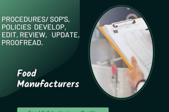prepare standard operating procedures sops for food manufacturing industry