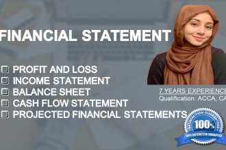 prepare financial statement, profit and loss, cash flows
