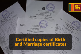 send birth, marriage, death, educational certificates from sri lanka