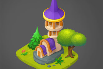 do isometric props, art, illustration