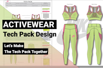 create any clothing and activewear tech pack design