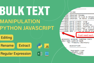 automate text tasks rename, extract, edit use python, js scripting