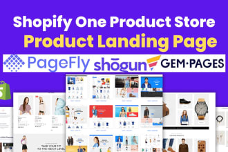 create shopify one product store,product landing page by pagefly,gempages,shogun