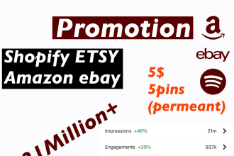 promote etsy, shopify, ebay, amazon, to my 21 million pinterest