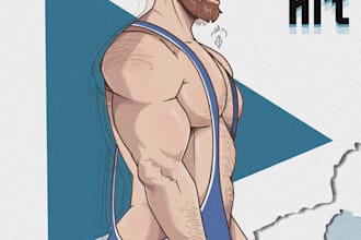 draw bara, muscle men, nsfw art and original characters