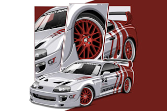 design vector car illustration in 12 hours