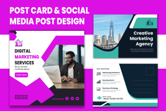 design direct mail, eddm post card, social media, ad, banner