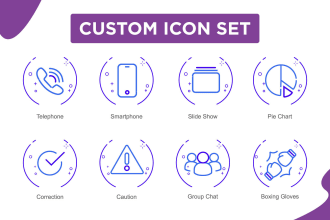 design custom vector icons set in any style for websites, apps