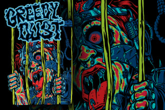 draw horror, dark, metal, robots, cyberpunk, illustration