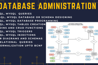 design database, data modelling, sql, oracle,python work