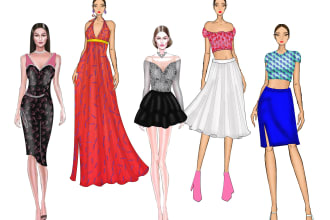 create professional digital fashion illustrations and flat sketches