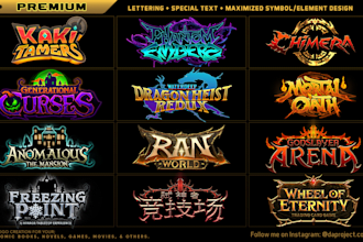 create a title logo creation for comic books, games, movies, and novels
