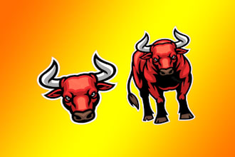 make an amazing bull head mascot logo design in one day