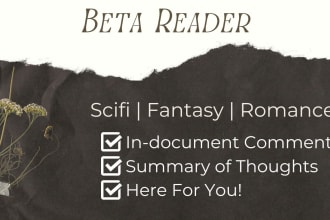 beta read your scifi, fantasy, or romance work