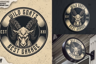draw vintage animal logo design with hand drawn illustration style