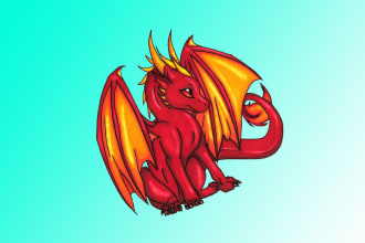 create drawing dragon mascot logo with text with any file