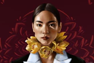 draw a realistic digital colour portrait from your reference