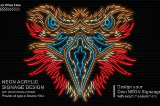 create design and cnc ready file of neon sign, neon logo, custom neon light,