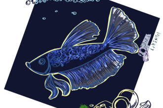 draw your pet fish and aquarium illustration in cartoon