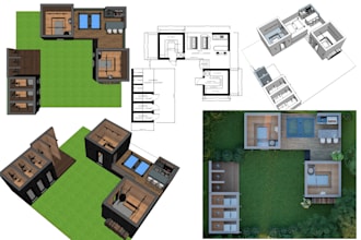 make 3d floor plan, 2d floor plan and rendering in sketchup