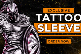 do a custom full sleeve tattoo design in digital ink