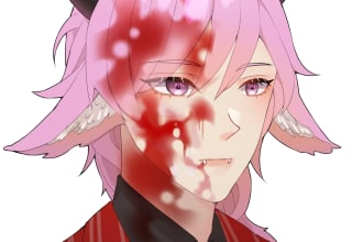 draw cool anime art, ikemen, furry, weapon, blood, and gore