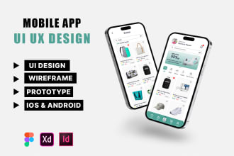 mobile app UI UX design for IOS and android on figma, xd