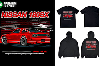 draw vector illustrations automotive for shirt design