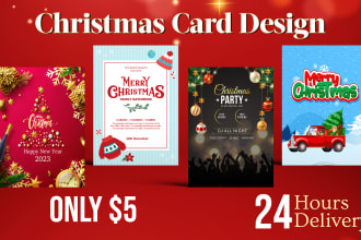 do christmas card or holiday card design within 24 hour