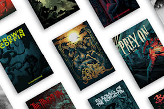 create dark vintage illustrate book cover