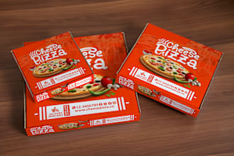 design pizza box, burger, label, and product package
