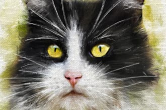 do digital dog or cat pet animal portrait painting