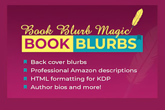 write SEO optimized book description, cover blurb, or author bio