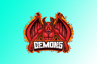 design vintage demon sport mascot logo with free source file