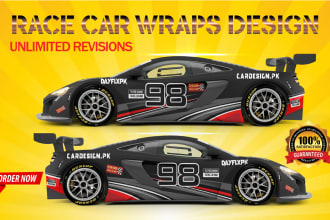 create professional sports car wrap, racing car wraps design