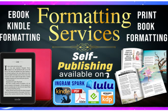 book formatting and layout design for KDP paperback, kindle formatting