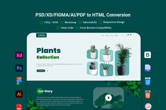 convert sketch to HTML using tailwind CSS or bootstrap